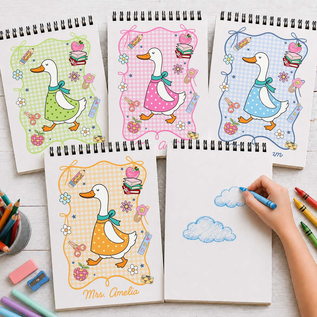 Personalized Goose Teacher Sketch Book Custom Cover Gift for Educators