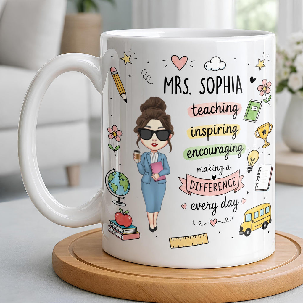 Personalized Teacher Coffee Mug Custom Name Gift for Educators Edge-to-edge Mug GradoCreations