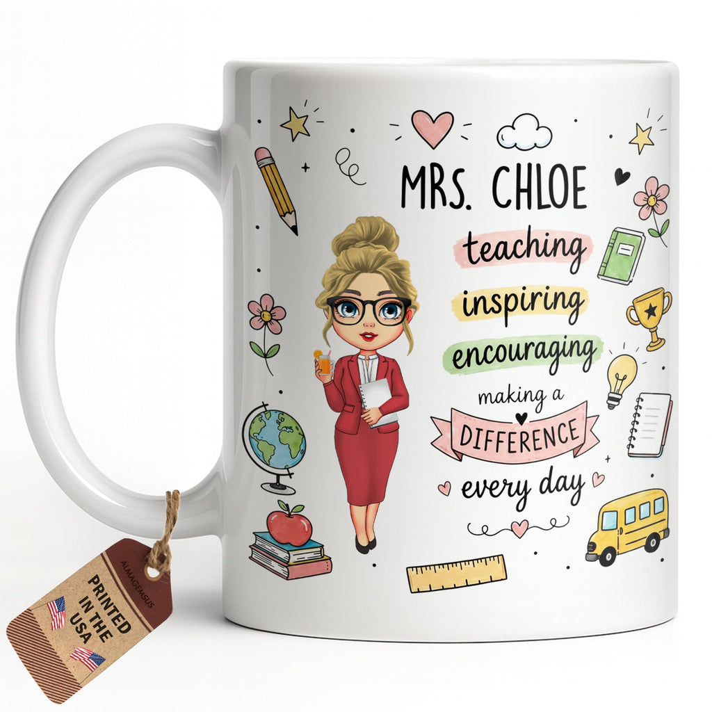 Personalized Teacher Coffee Mug Custom Name Gift for Educators Edge-to-edge Mug GradoCreations