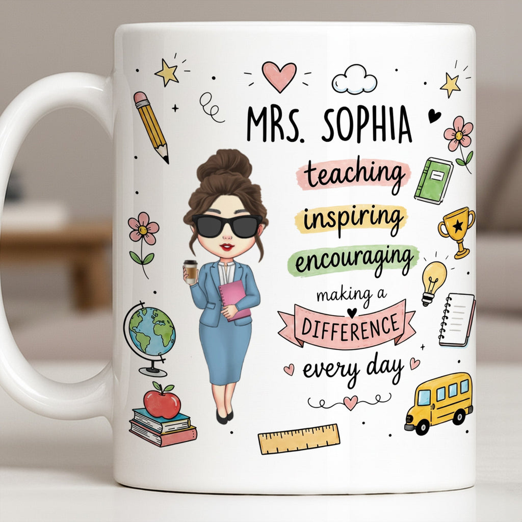 Personalized Teacher Coffee Mug Custom Name Gift for Educators Edge-to-edge Mug GradoCreations