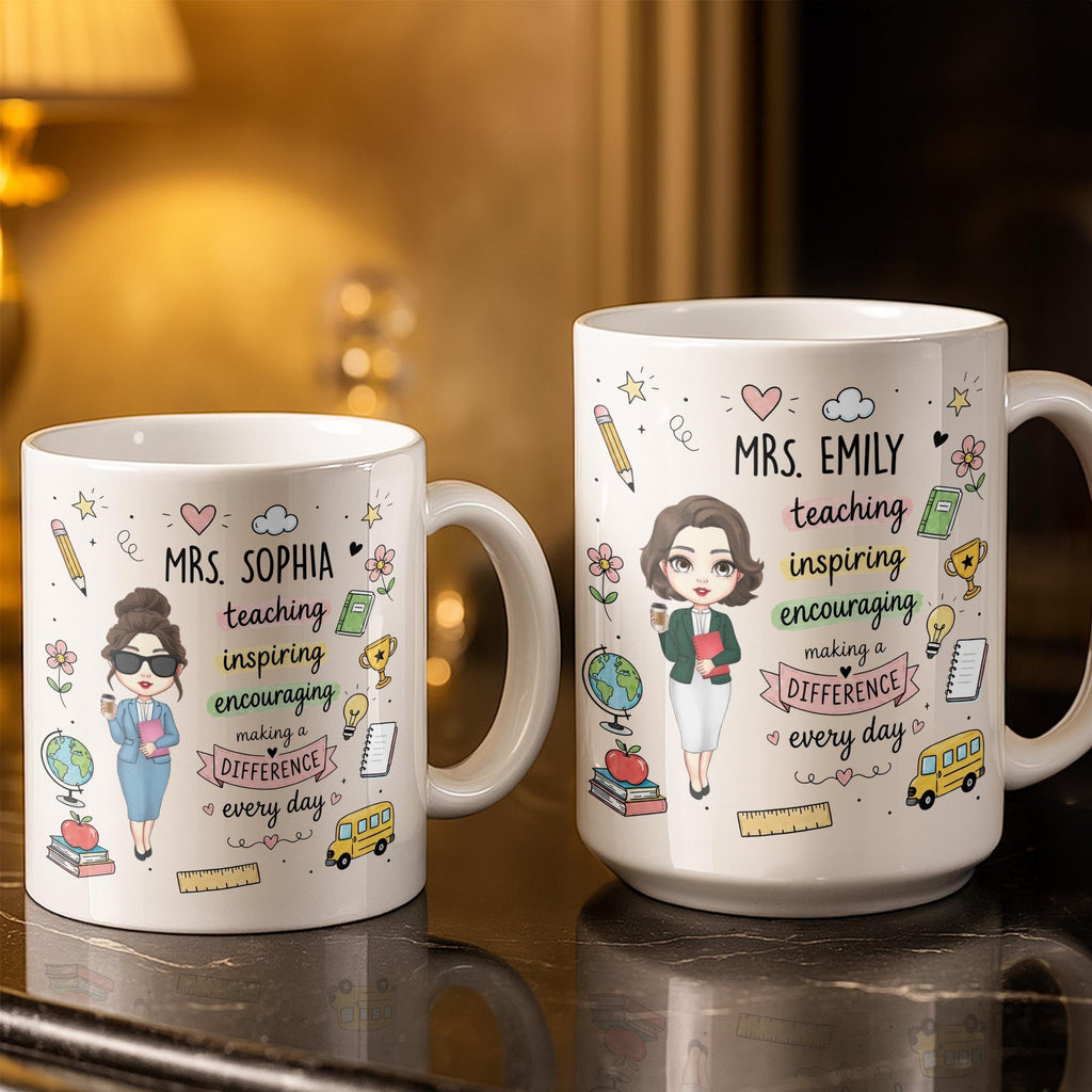 Personalized Teacher Coffee Mug Custom Name Gift for Educators Edge-to-edge Mug GradoCreations