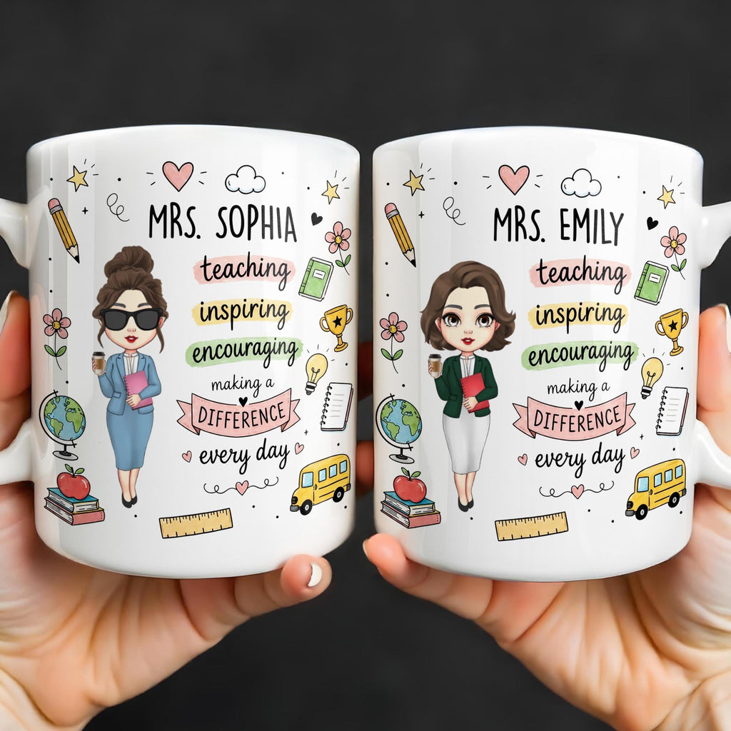 Personalized Teacher Coffee Mug Custom Name Gift for Educators Edge-to-edge Mug GradoCreations