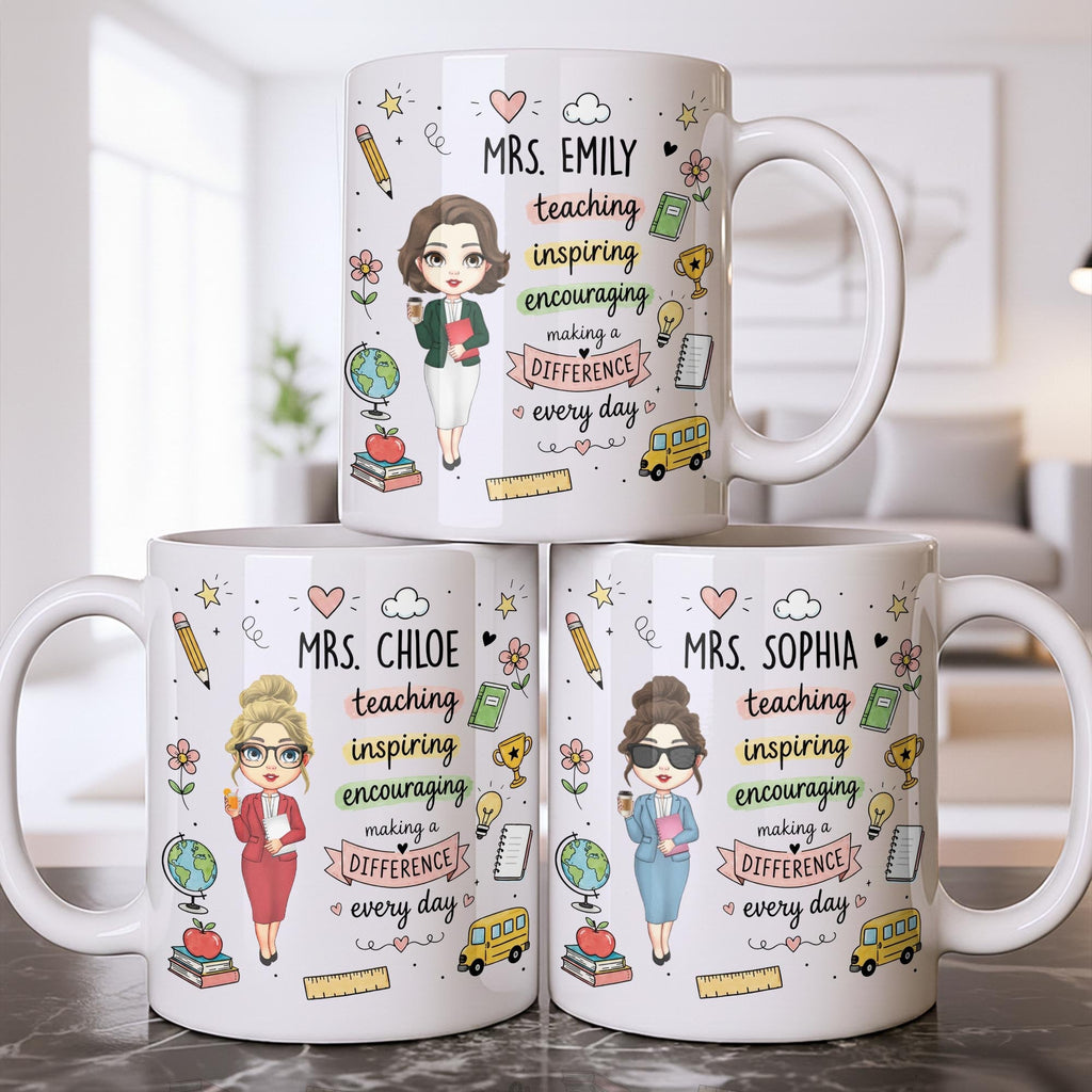 Personalized Teacher Coffee Mug Custom Name Gift for Educators Edge-to-edge Mug GradoCreations