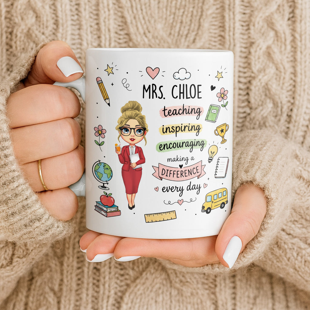 Personalized Teacher Coffee Mug Custom Name Gift for Educators Edge-to-edge Mug GradoCreations