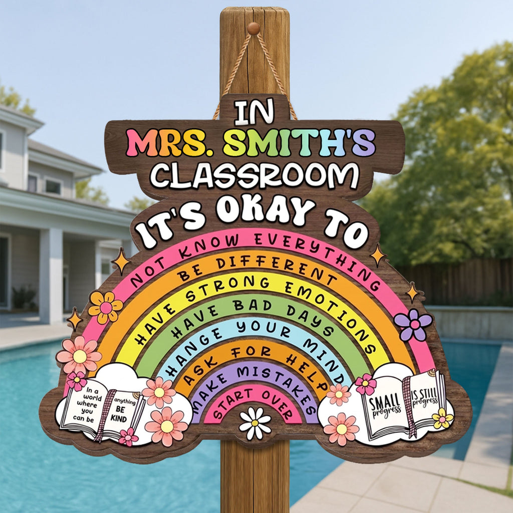 Personalized Wood Sign Custom Name Teacher Gift for Classroom Wood Sign GradoCreations