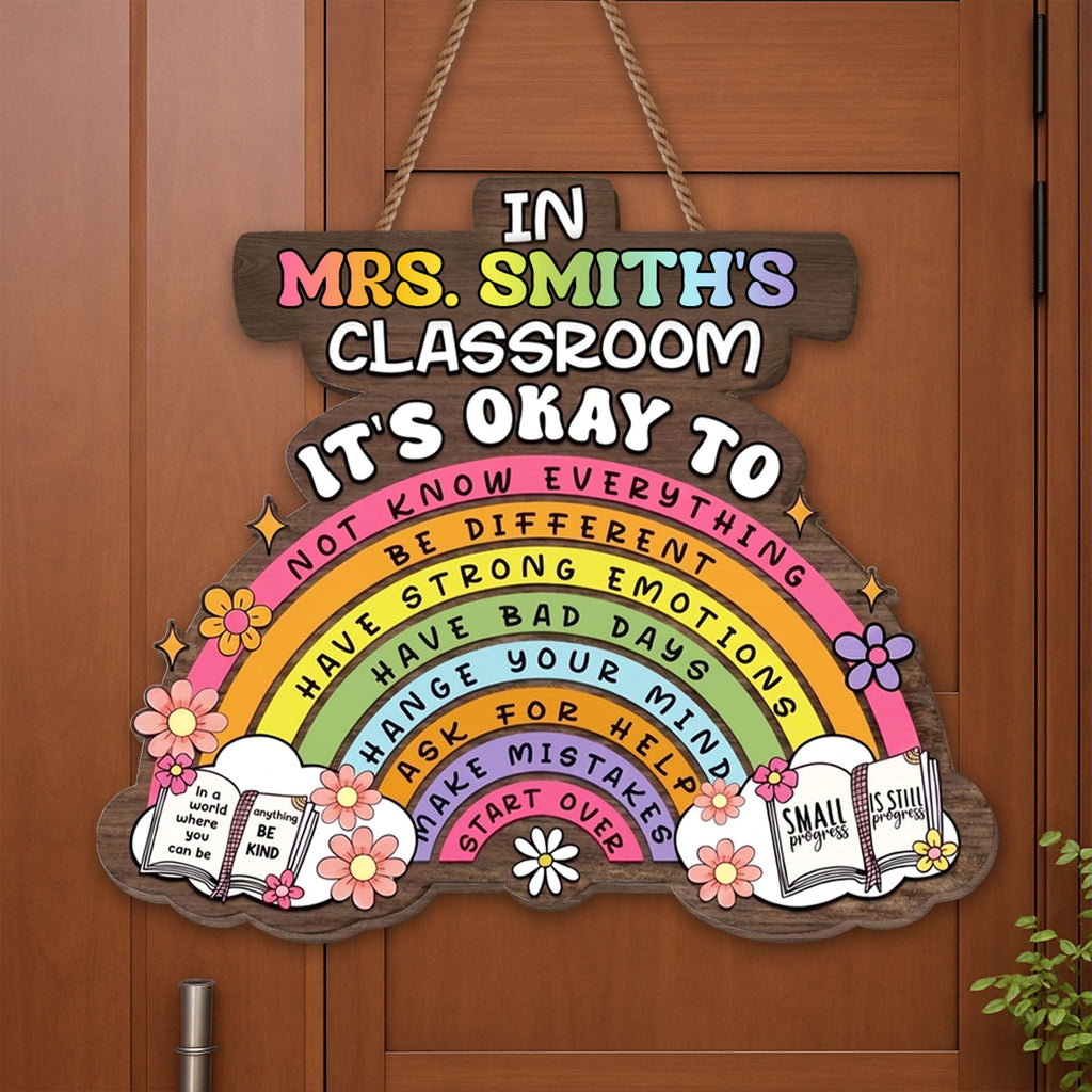 Personalized Wood Sign Custom Name Teacher Gift for Classroom Wood Sign GradoCreations