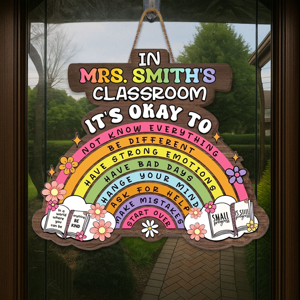 Personalized Wood Sign Custom Name Teacher Gift for Classroom Wood Sign GradoCreations