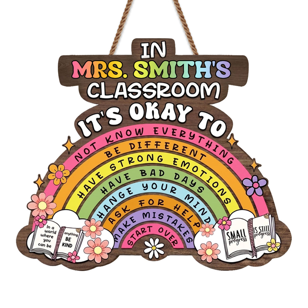 Personalized Wood Sign Custom Name Teacher Gift for Classroom Wood Sign GradoCreations