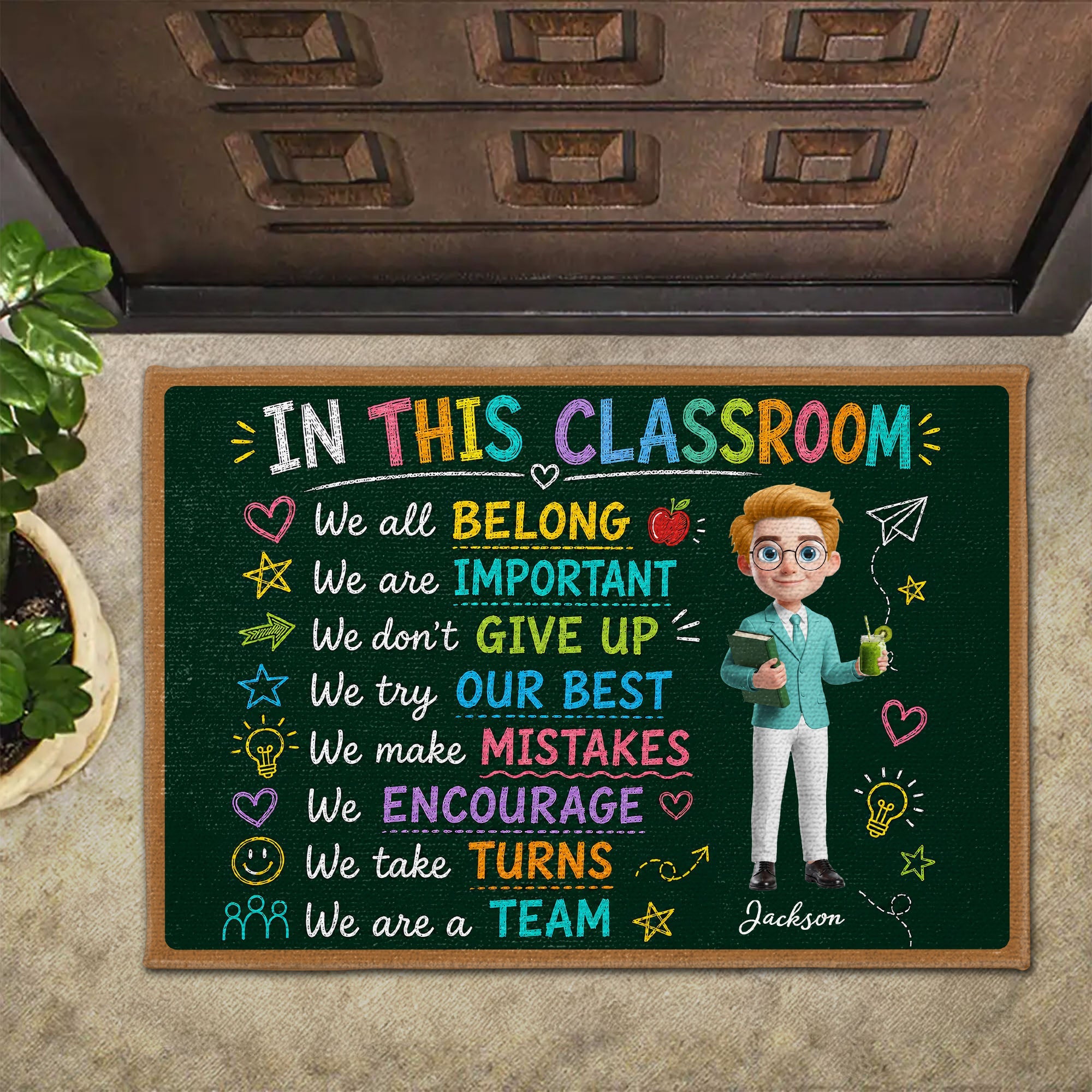 Personalized Teacher Doormat Chalkboard Design Custom Gift Doormat GradoCreations