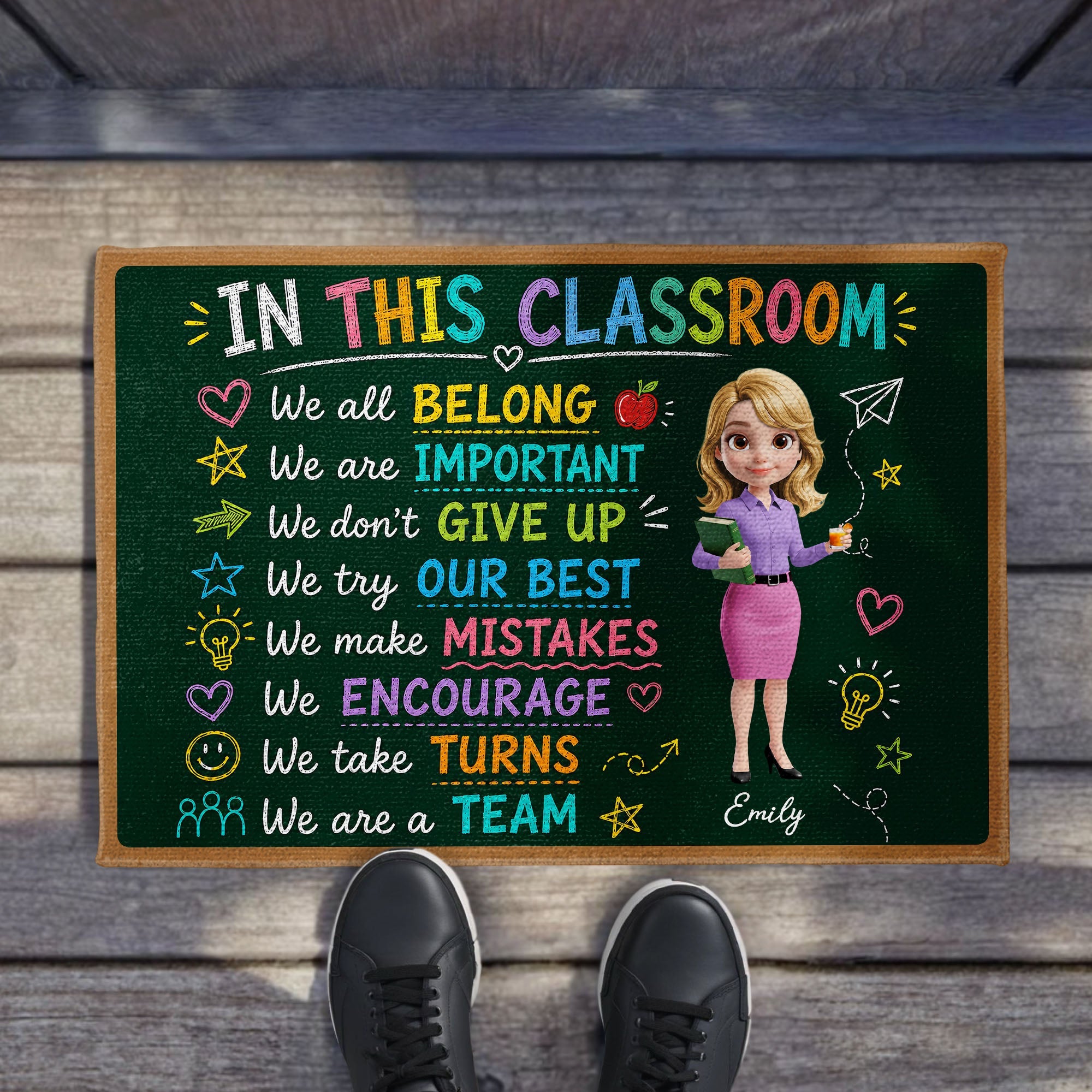 Personalized Teacher Doormat Chalkboard Design Custom Gift Doormat GradoCreations