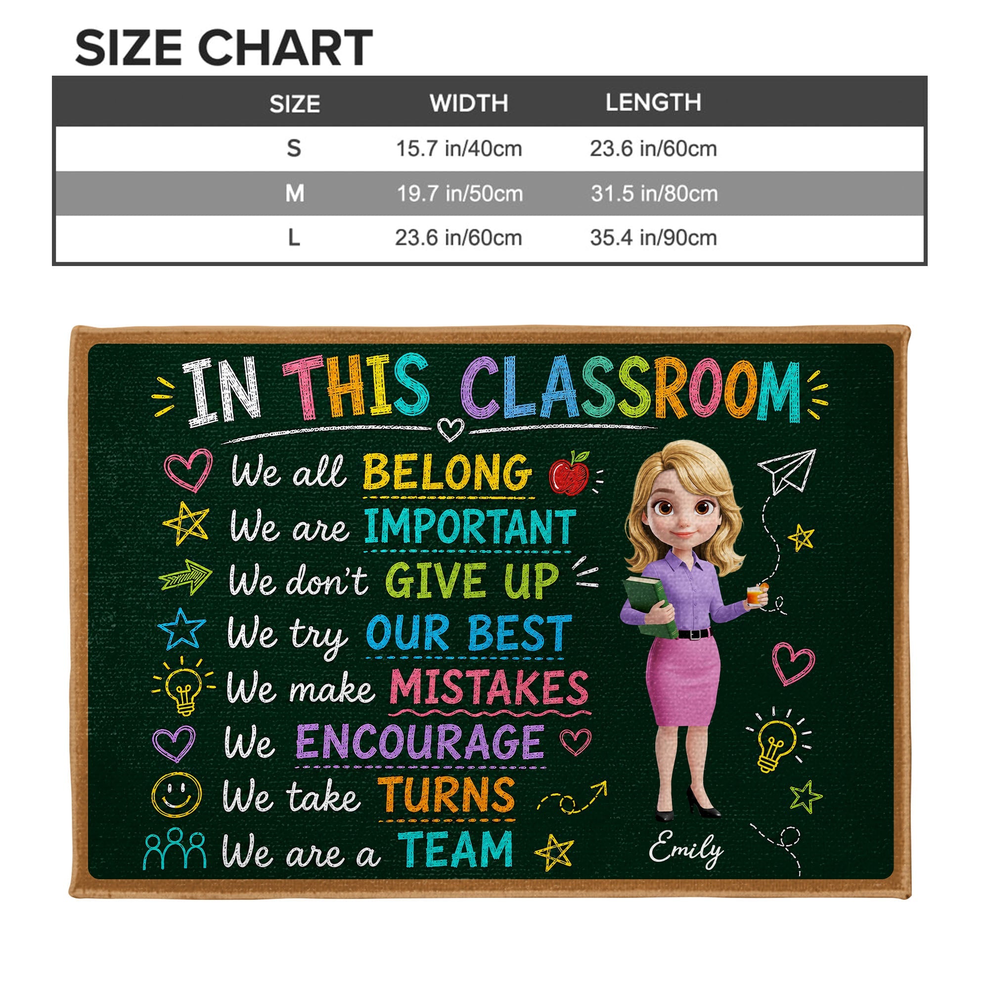 Personalized Teacher Doormat Chalkboard Design Custom Gift Doormat GradoCreations