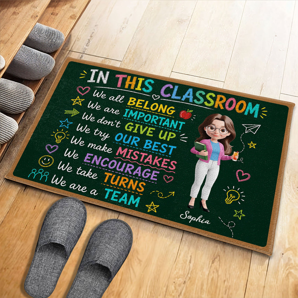 Personalized Teacher Doormat Chalkboard Design Custom Gift Doormat GradoCreations