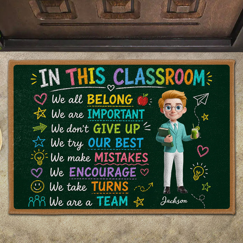 Personalized Teacher Doormat Chalkboard Design Custom Gift Doormat GradoCreations
