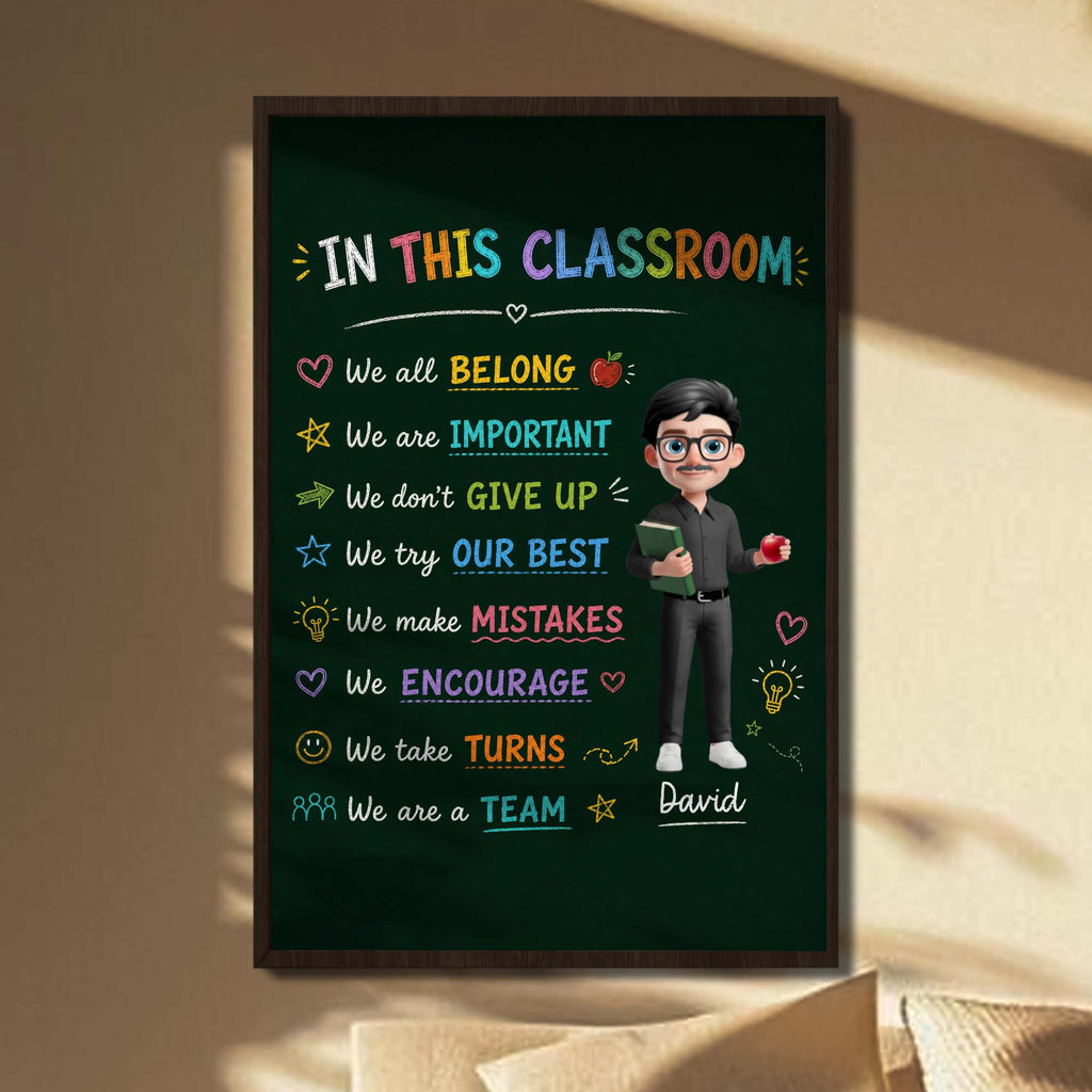 Personalized Classroom Chalkboard Poster Custom Name Gift for Teacher Poster GradoCreations