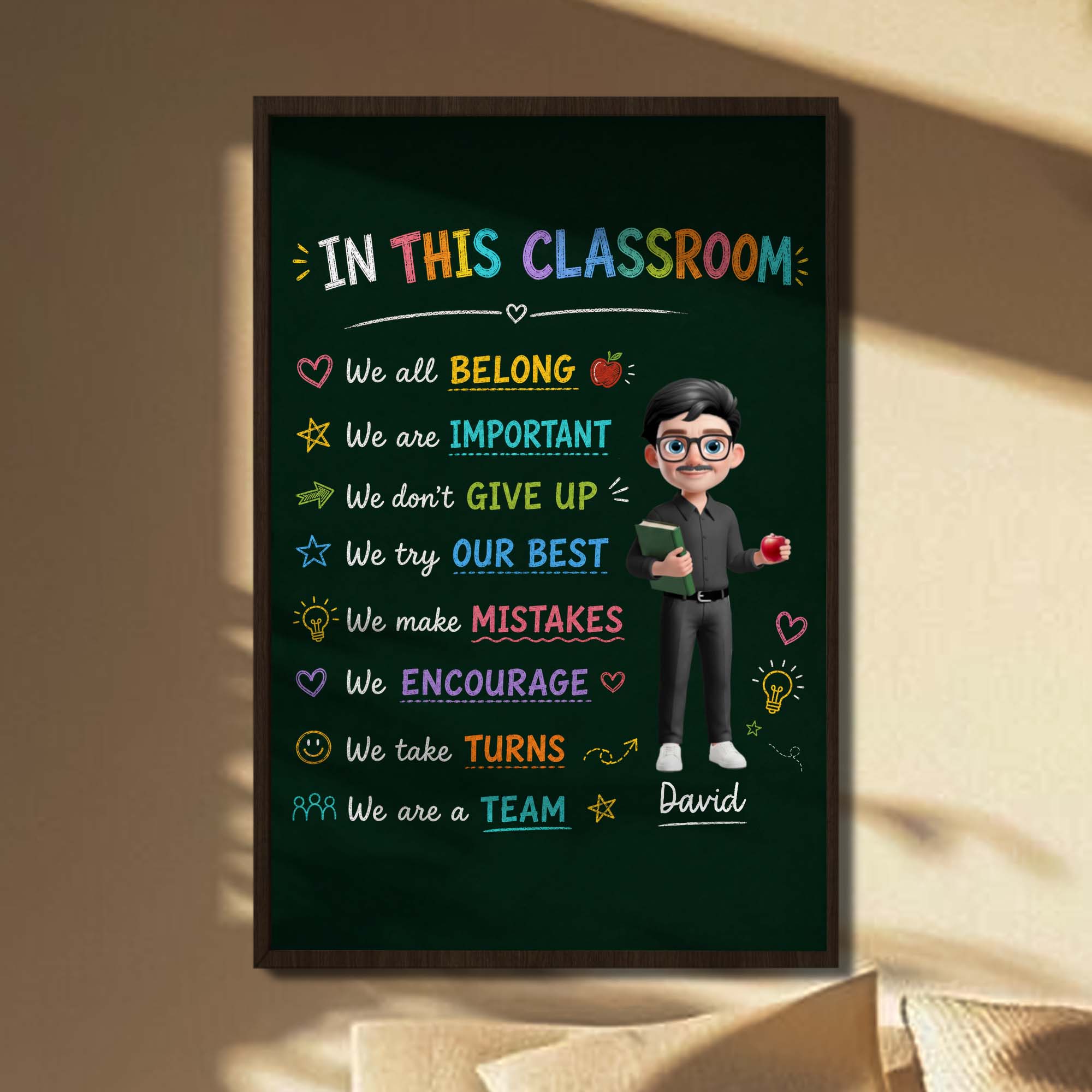 Personalized Classroom Chalkboard Poster Custom Name Gift for Teacher Poster GradoCreations