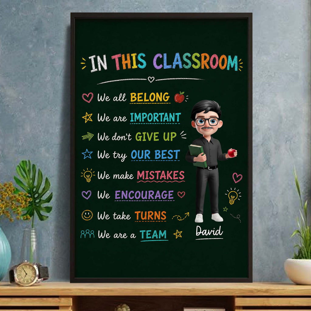 Personalized Classroom Chalkboard Poster Custom Name Gift for Teacher Poster GradoCreations