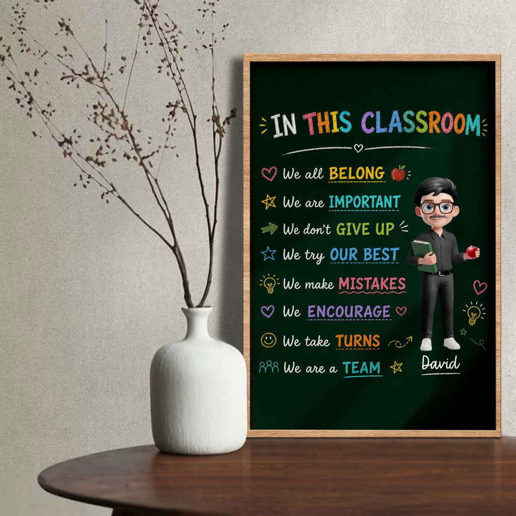 Personalized Classroom Chalkboard Poster Custom Name Gift for Teacher Poster GradoCreations