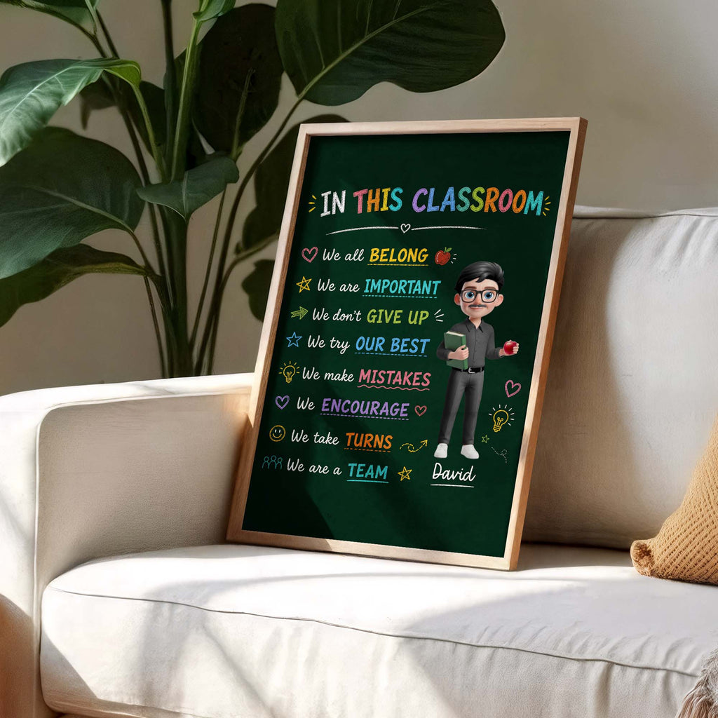 Personalized Classroom Chalkboard Poster Custom Name Gift for Teacher Poster GradoCreations