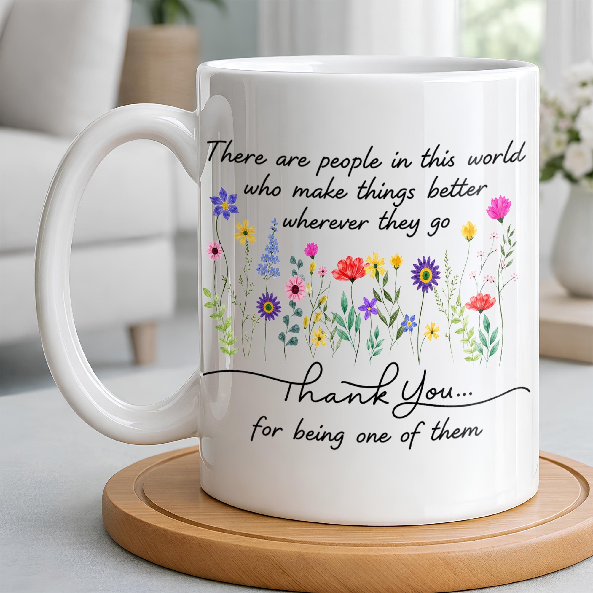 Personalized Floral Thank You Coffee Mug Custom Gift for Teacher Edge-to-edge Mug GradoCreations
