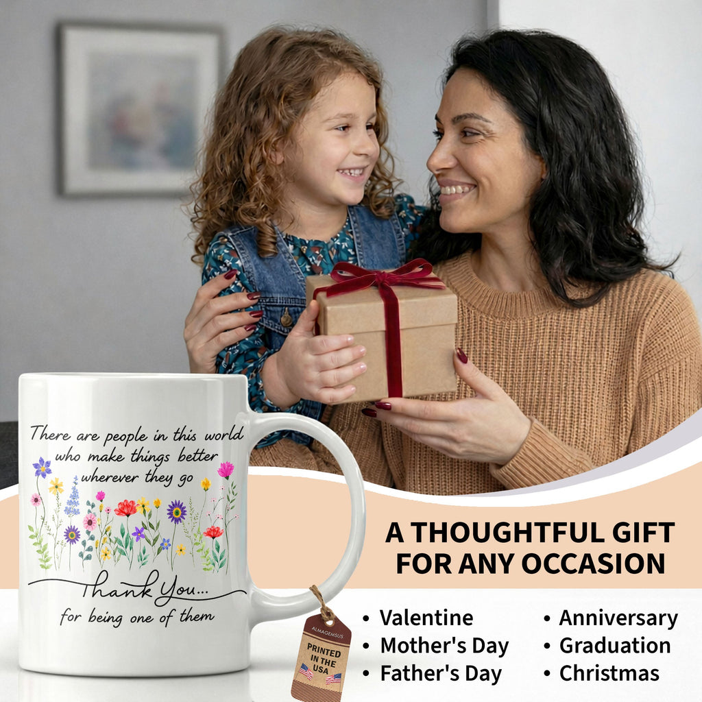 Personalized Floral Thank You Coffee Mug Custom Gift for Teacher Edge-to-edge Mug GradoCreations