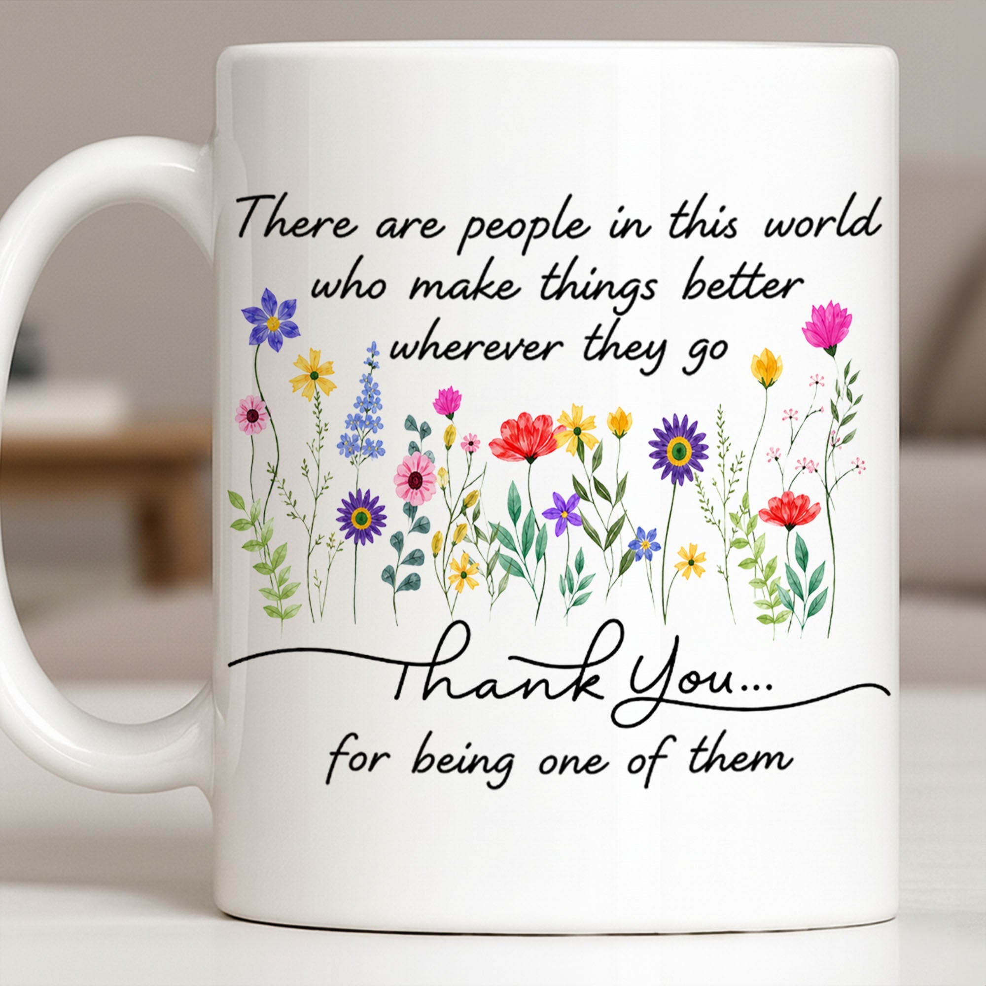 Personalized Floral Thank You Coffee Mug Custom Gift for Teacher Edge-to-edge Mug GradoCreations