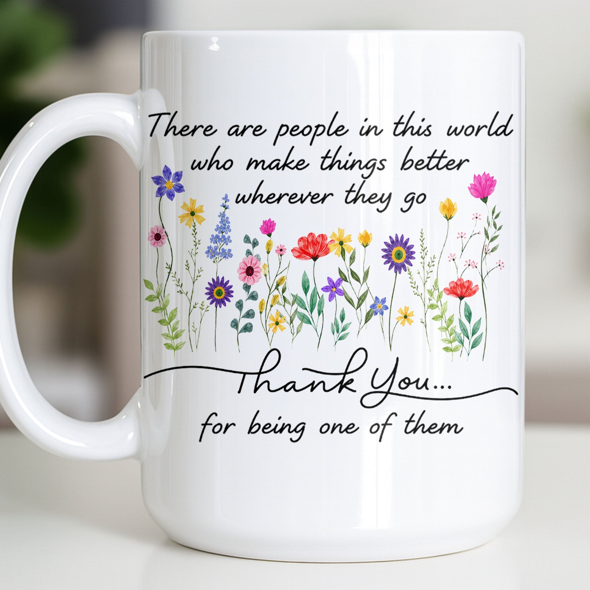 Personalized Floral Thank You Coffee Mug Custom Gift for Teacher Edge-to-edge Mug GradoCreations
