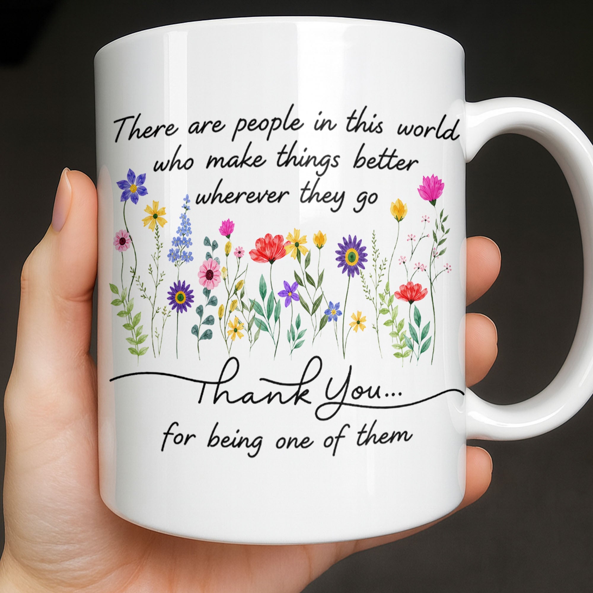 Personalized Floral Thank You Coffee Mug Custom Gift for Teacher Edge-to-edge Mug GradoCreations