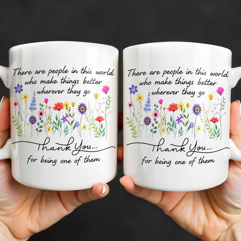 Personalized Floral Thank You Coffee Mug Custom Gift for Teacher Edge-to-edge Mug GradoCreations