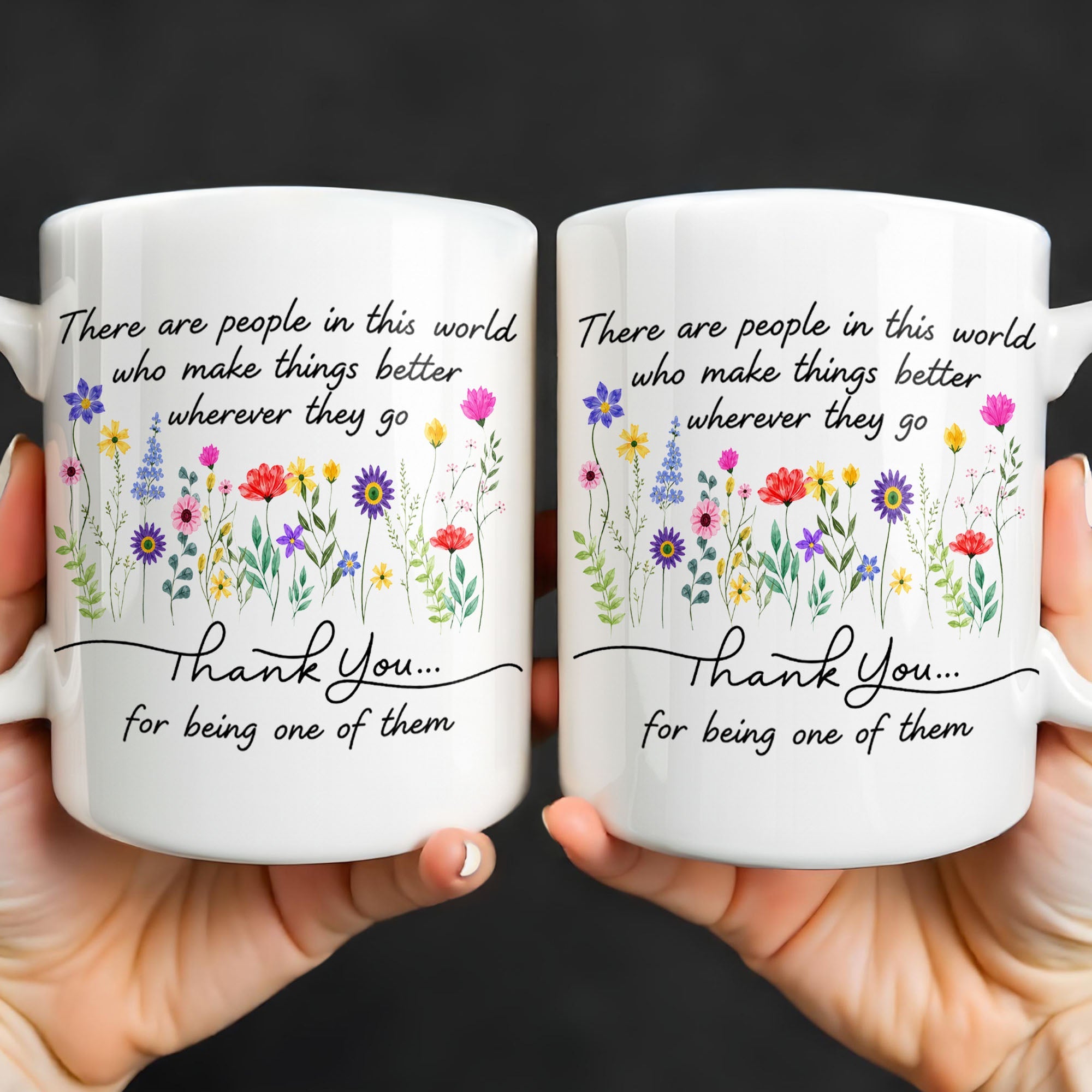 Personalized Floral Thank You Coffee Mug Custom Gift for Teacher Edge-to-edge Mug GradoCreations
