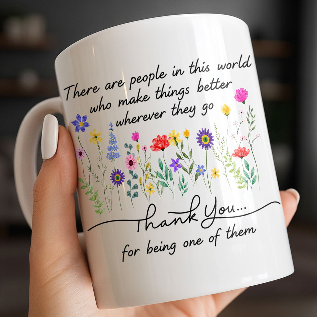 Personalized Floral Thank You Coffee Mug Custom Gift for Teacher Edge-to-edge Mug GradoCreations