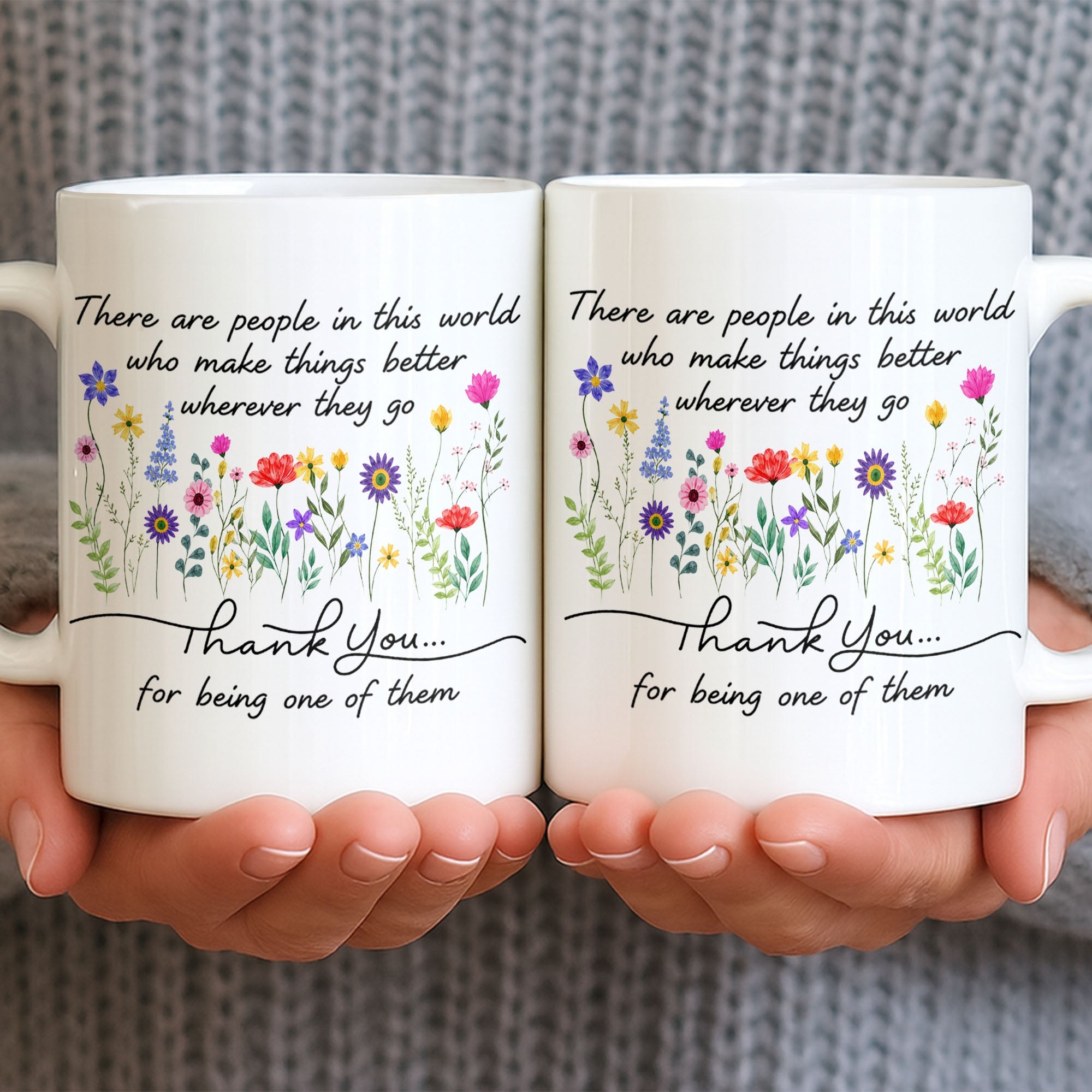 Personalized Floral Thank You Coffee Mug Custom Gift for Teacher Edge-to-edge Mug GradoCreations