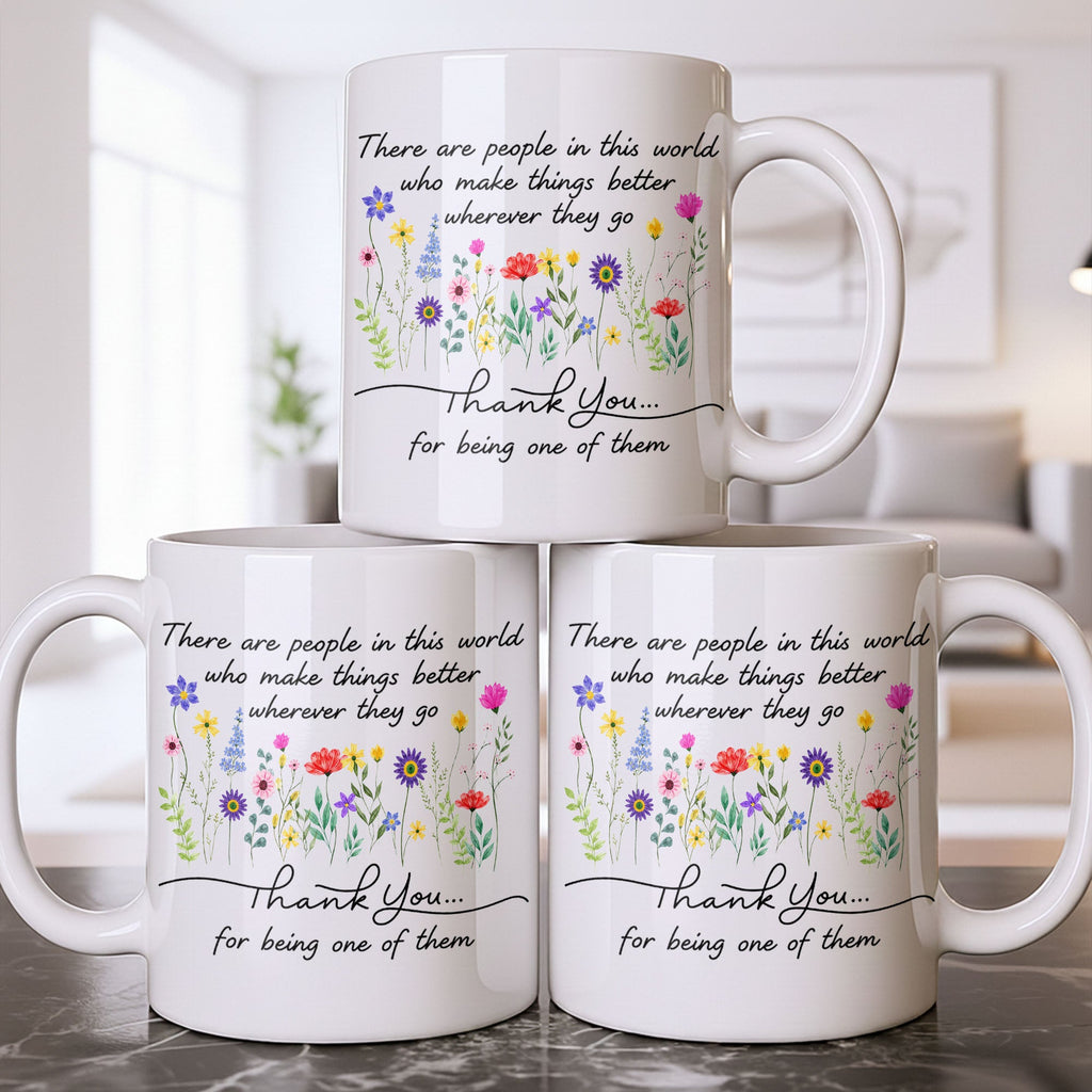 Personalized Floral Thank You Coffee Mug Custom Gift for Teacher Edge-to-edge Mug GradoCreations