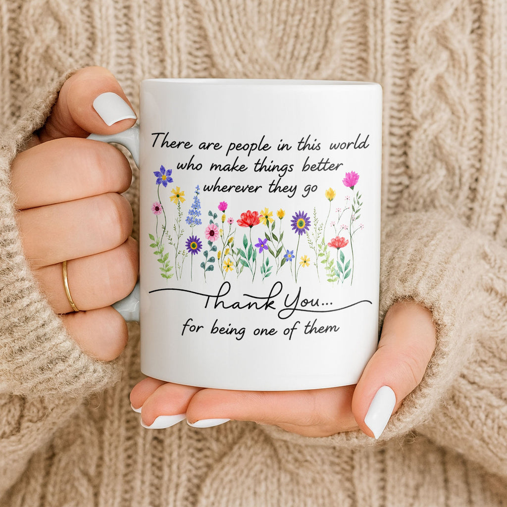 Personalized Floral Thank You Coffee Mug Custom Gift for Teacher Edge-to-edge Mug GradoCreations