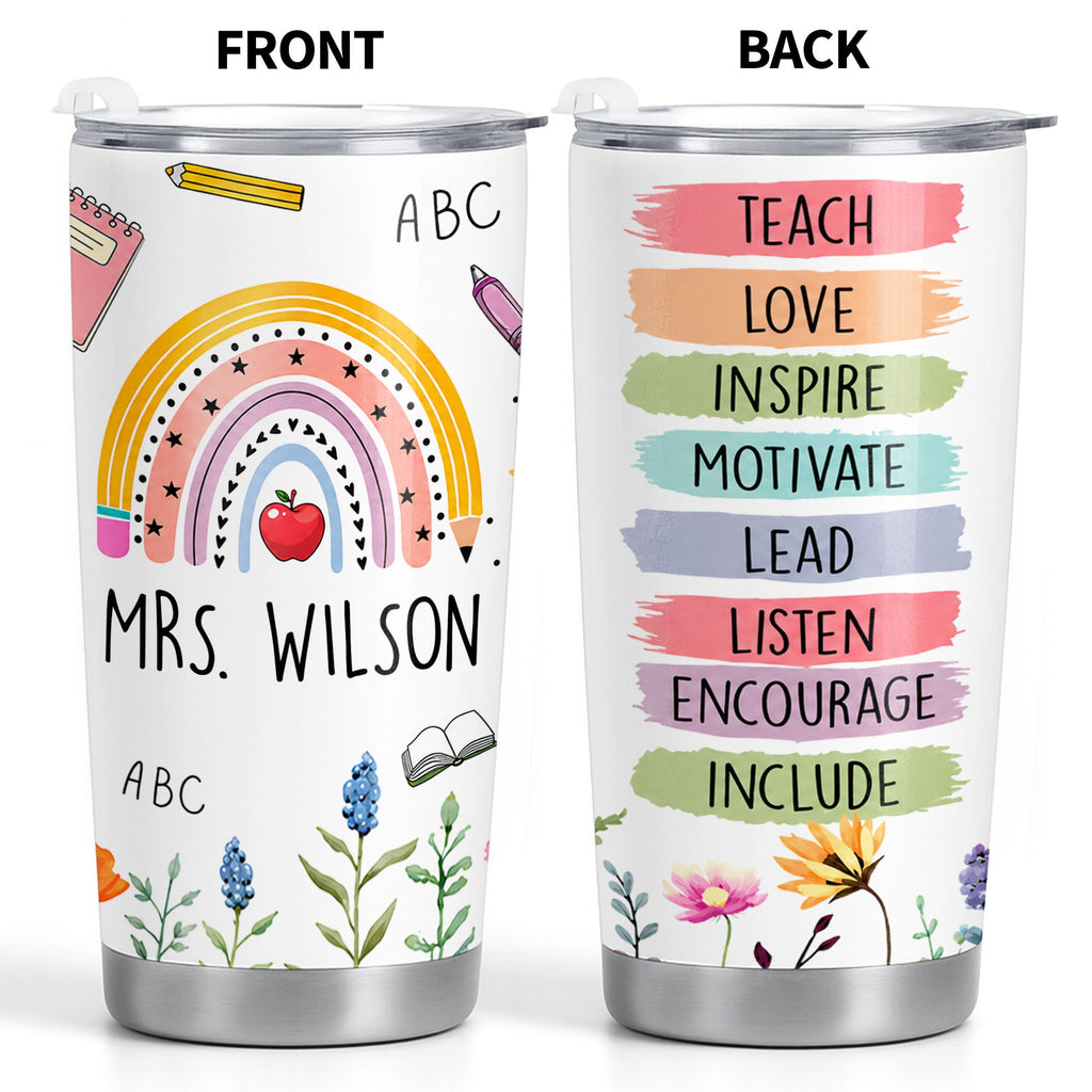 Personalized Teacher Gift 20oz Custom Stainless Steel Tumbler 20oz Tumbler GradoCreations
