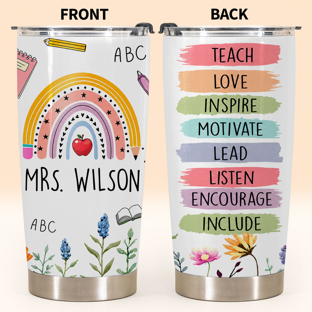 Personalized Teacher Gift 20oz Custom Stainless Steel Tumbler 20oz Tumbler GradoCreations