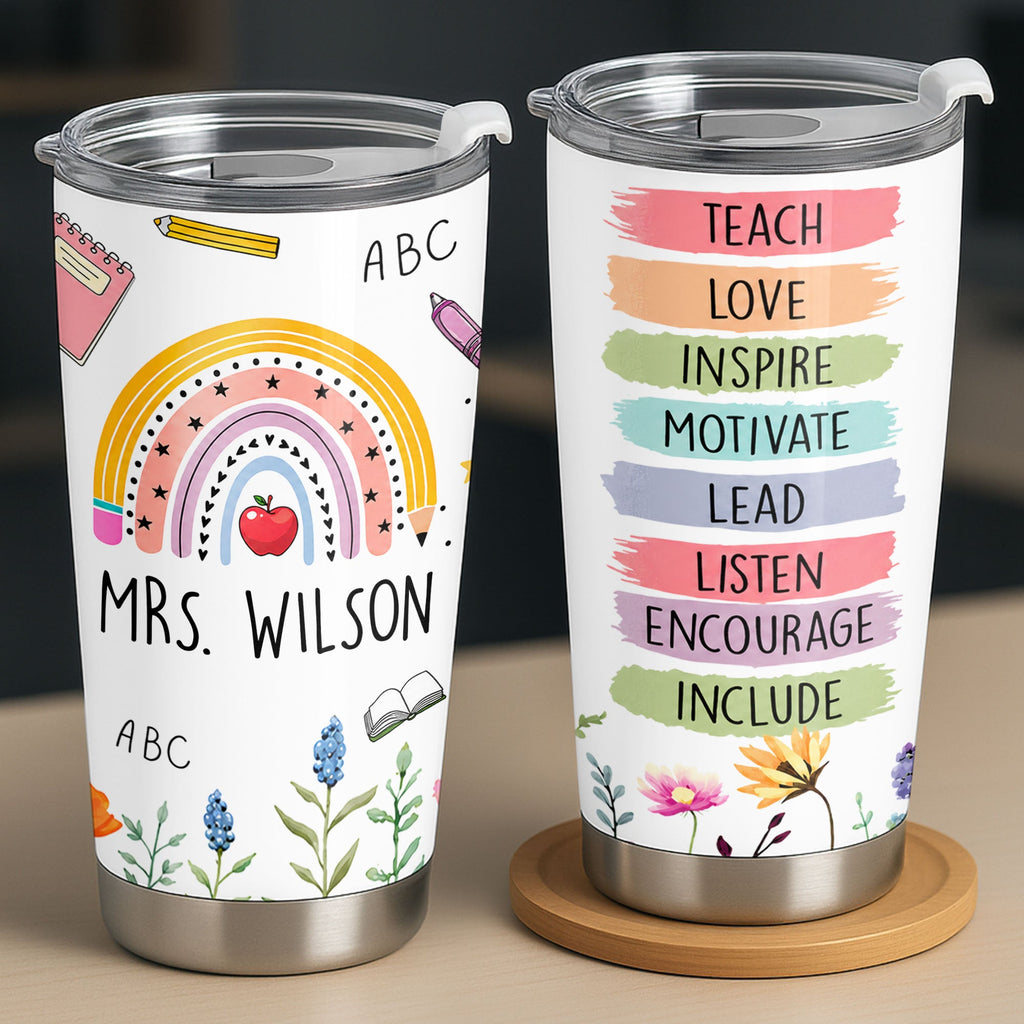 Personalized Teacher Gift 20oz Custom Stainless Steel Tumbler 20oz Tumbler GradoCreations