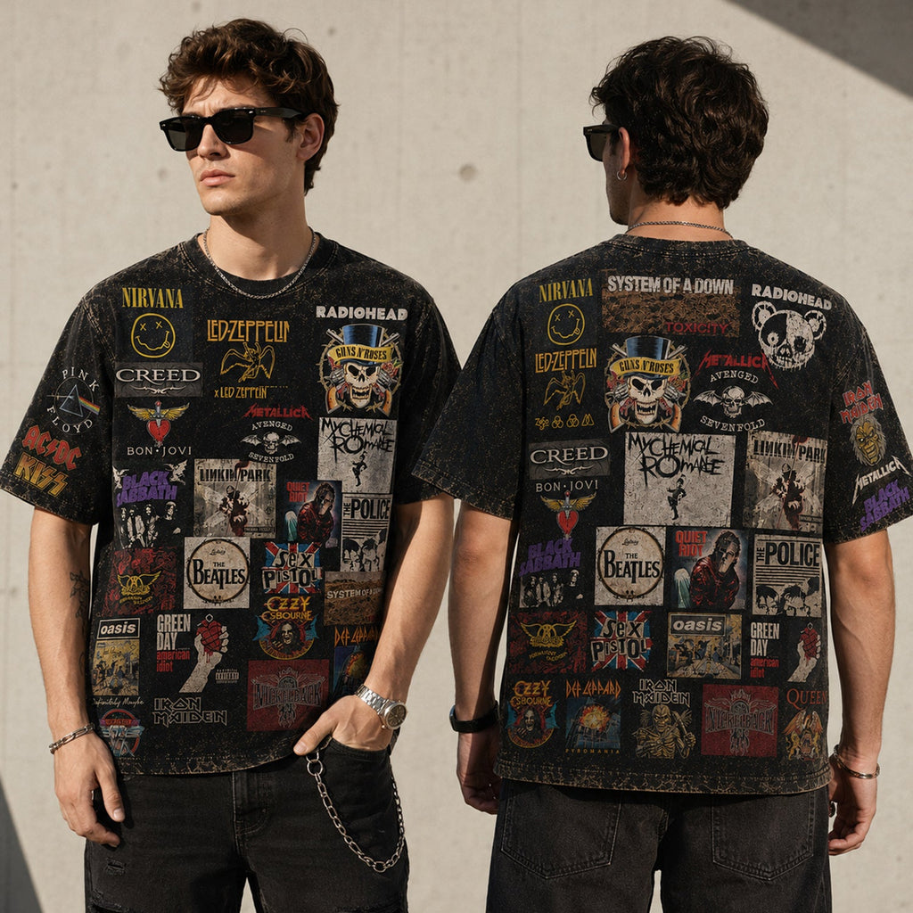 All-Over Print Classic Rock T-Shirt Gift for Music Lovers GradoCreations