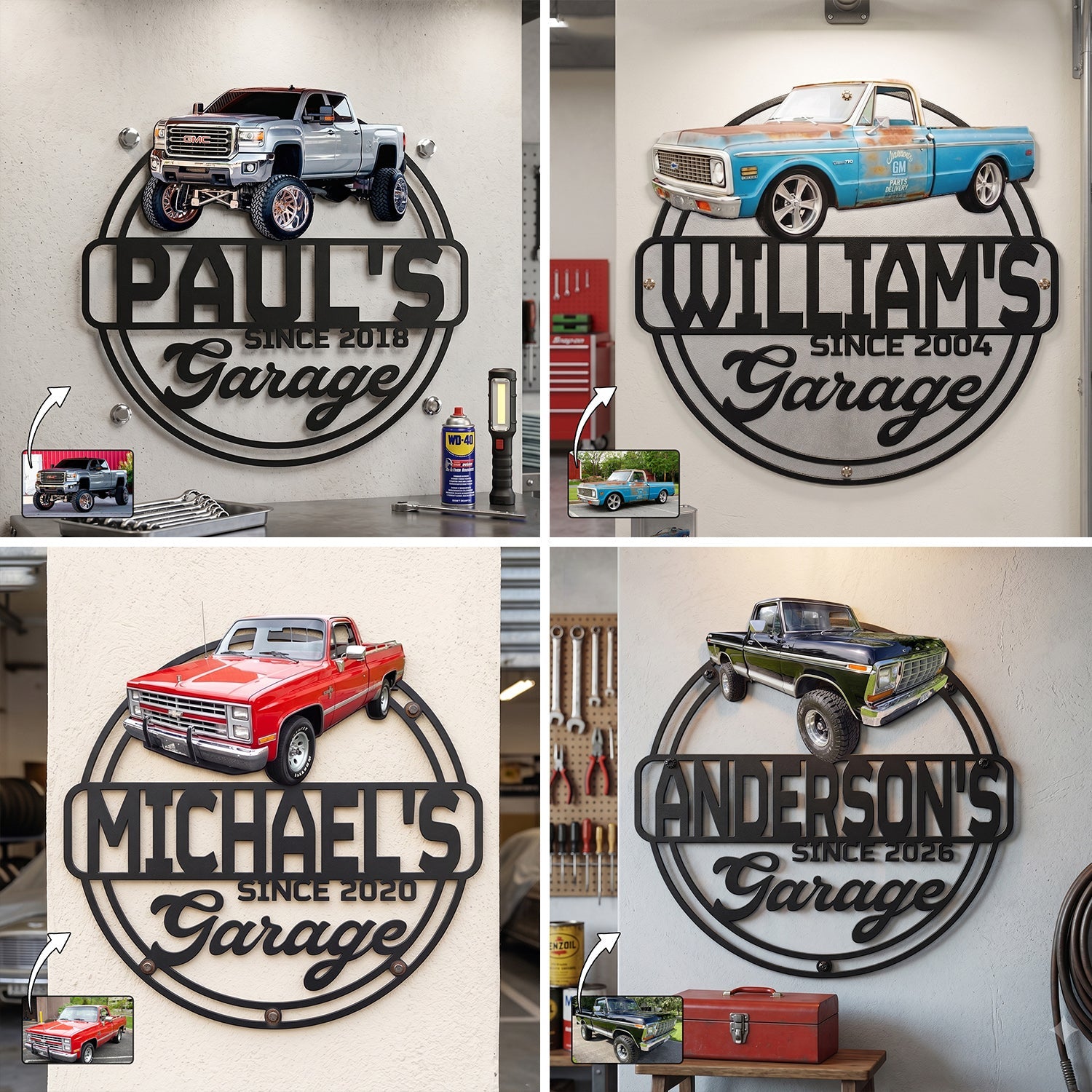 Personalized Classic Car Metal Sign Custom Photo Gift for Garage Decor GradoCreations
