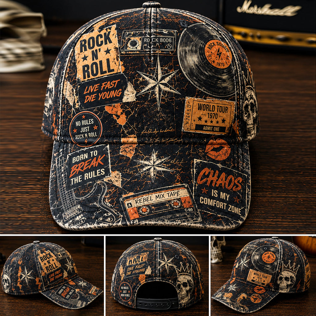 Personalized Classic Rock Cap Retro Design Gift for Music Lovers GradoCreations