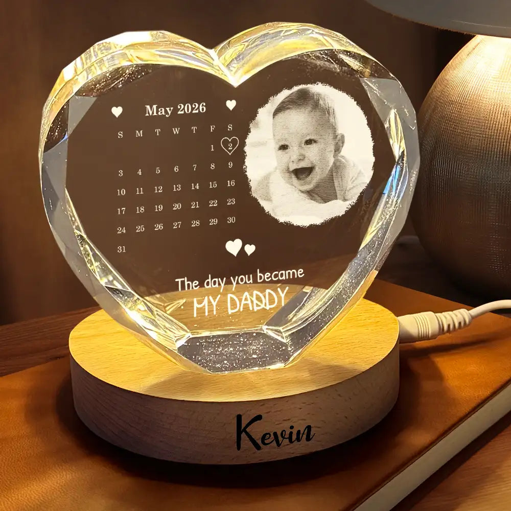 Personalized Crystal Heart Globe Lamp Custom Photo Gift for Dad