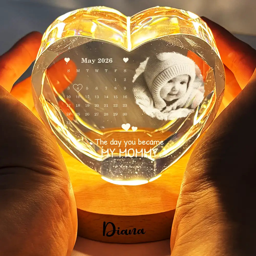 Personalized Crystal Heart Globe Lamp Custom Photo Gift for Dad