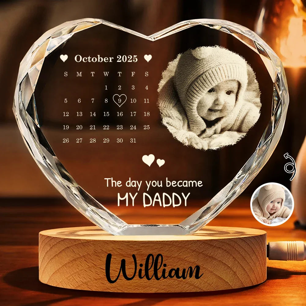 Personalized Crystal Heart Globe Lamp Custom Photo Gift for Dad