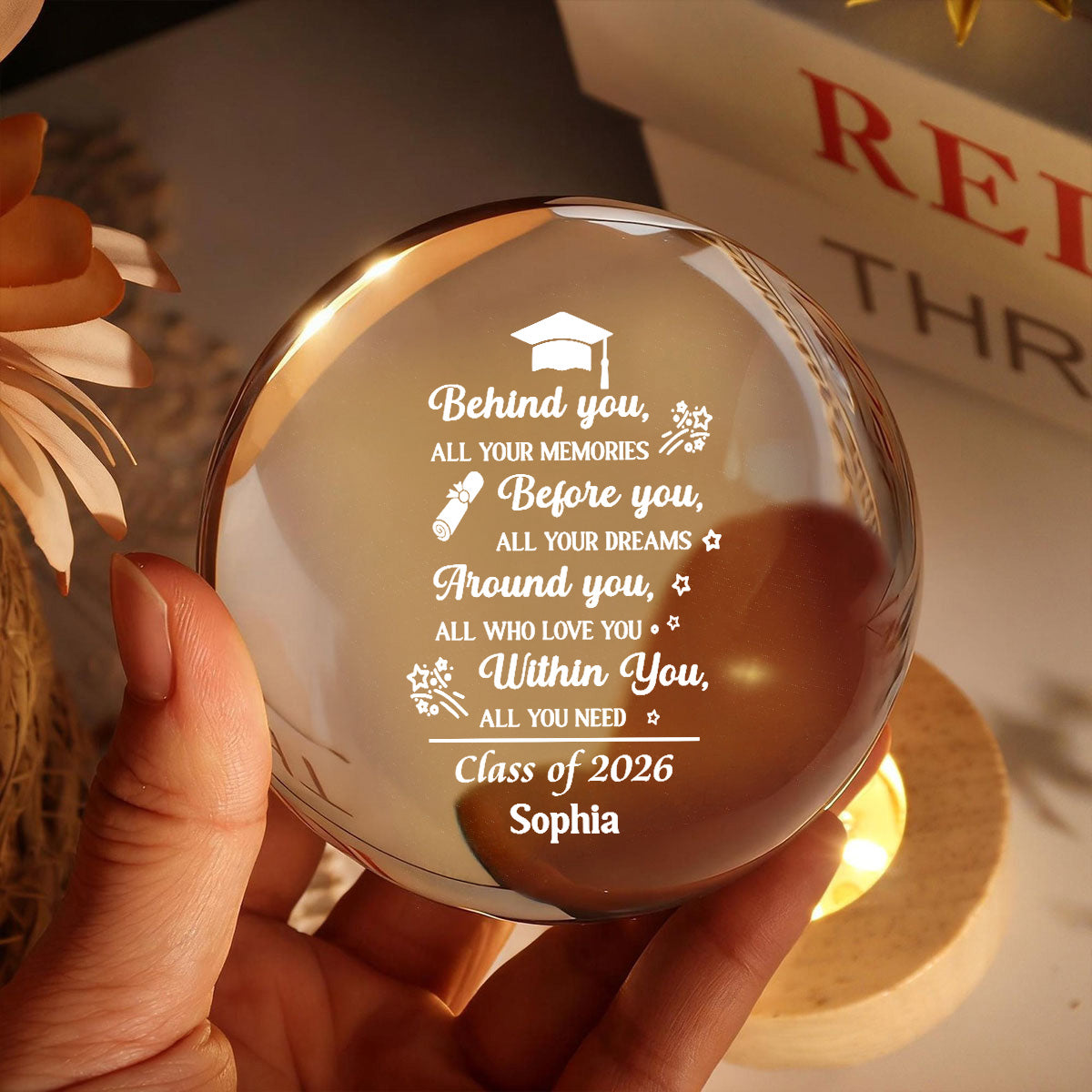 Personalized Crystal Globe Lamp Gift for Class of 2026 Graduate