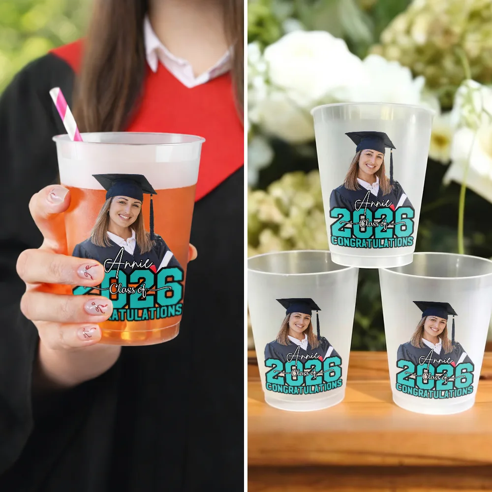Personalized Graduation Frosted Cups with Photo Custom Congrats Gift for Graduates
