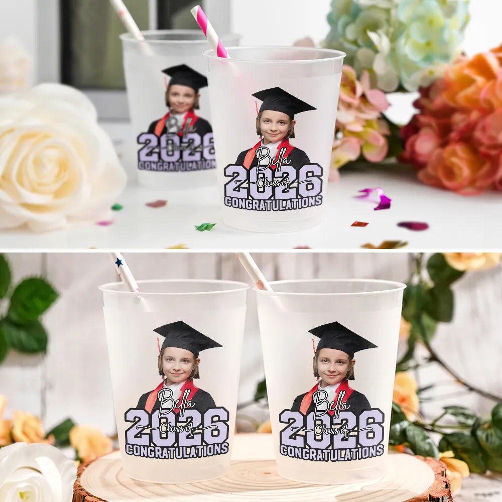 Personalized Graduation Frosted Cups with Photo Custom Congrats Gift for Graduates