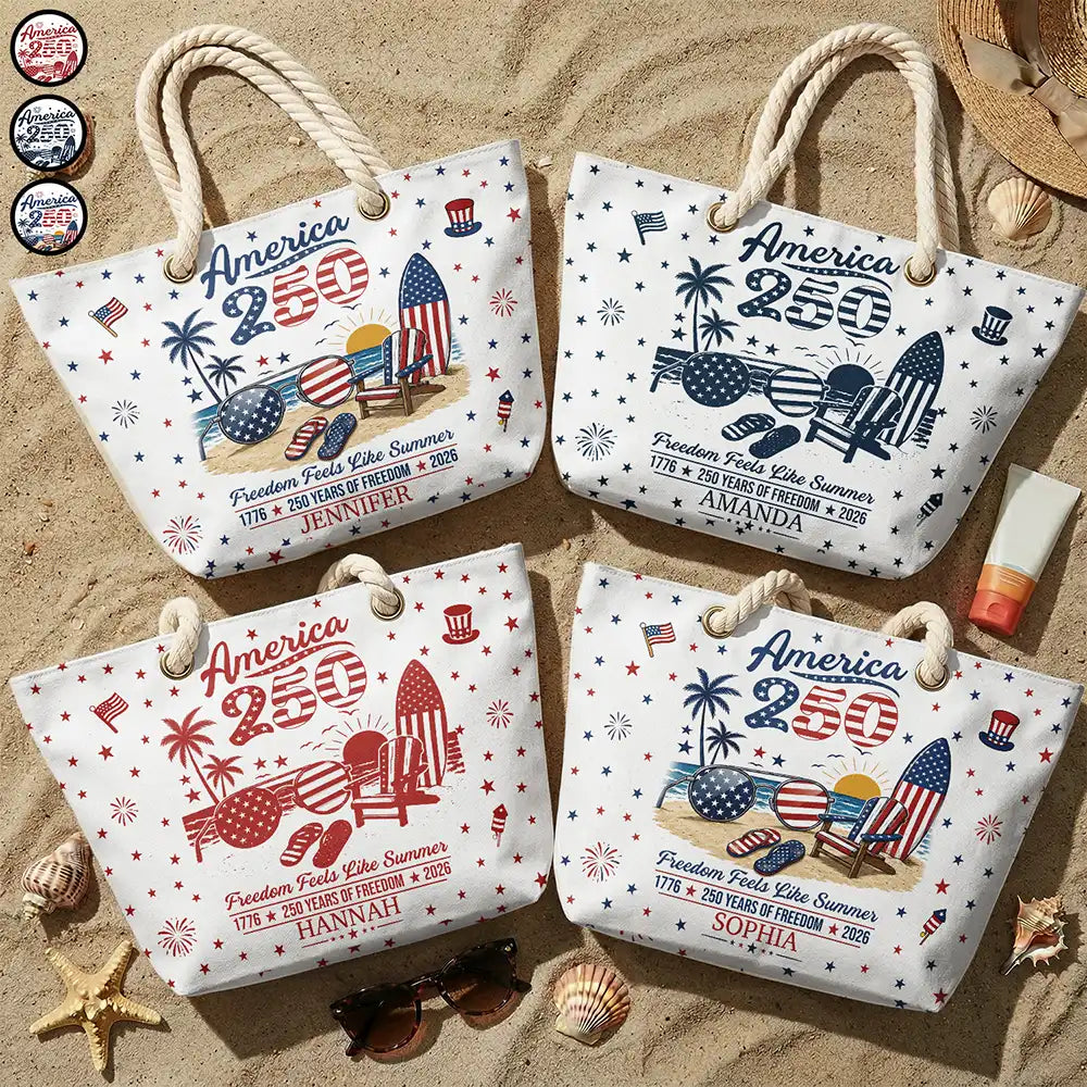 Customizable Canvas Beach Bag with Rope Handles | Patriotic Gift for Summer