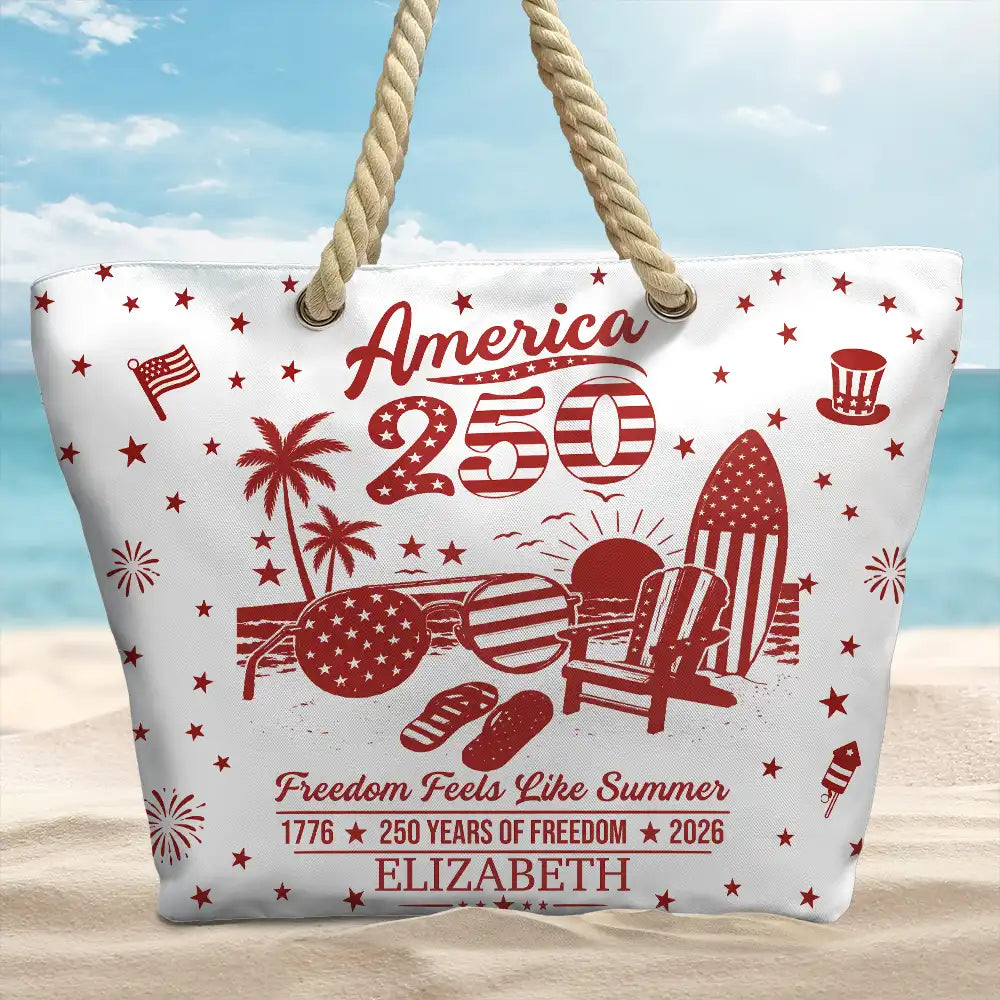 Customizable Canvas Beach Bag with Rope Handles | Patriotic Gift for Summer