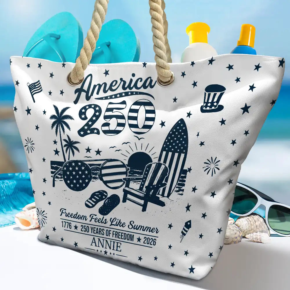Customizable Canvas Beach Bag with Rope Handles | Patriotic Gift for Summer