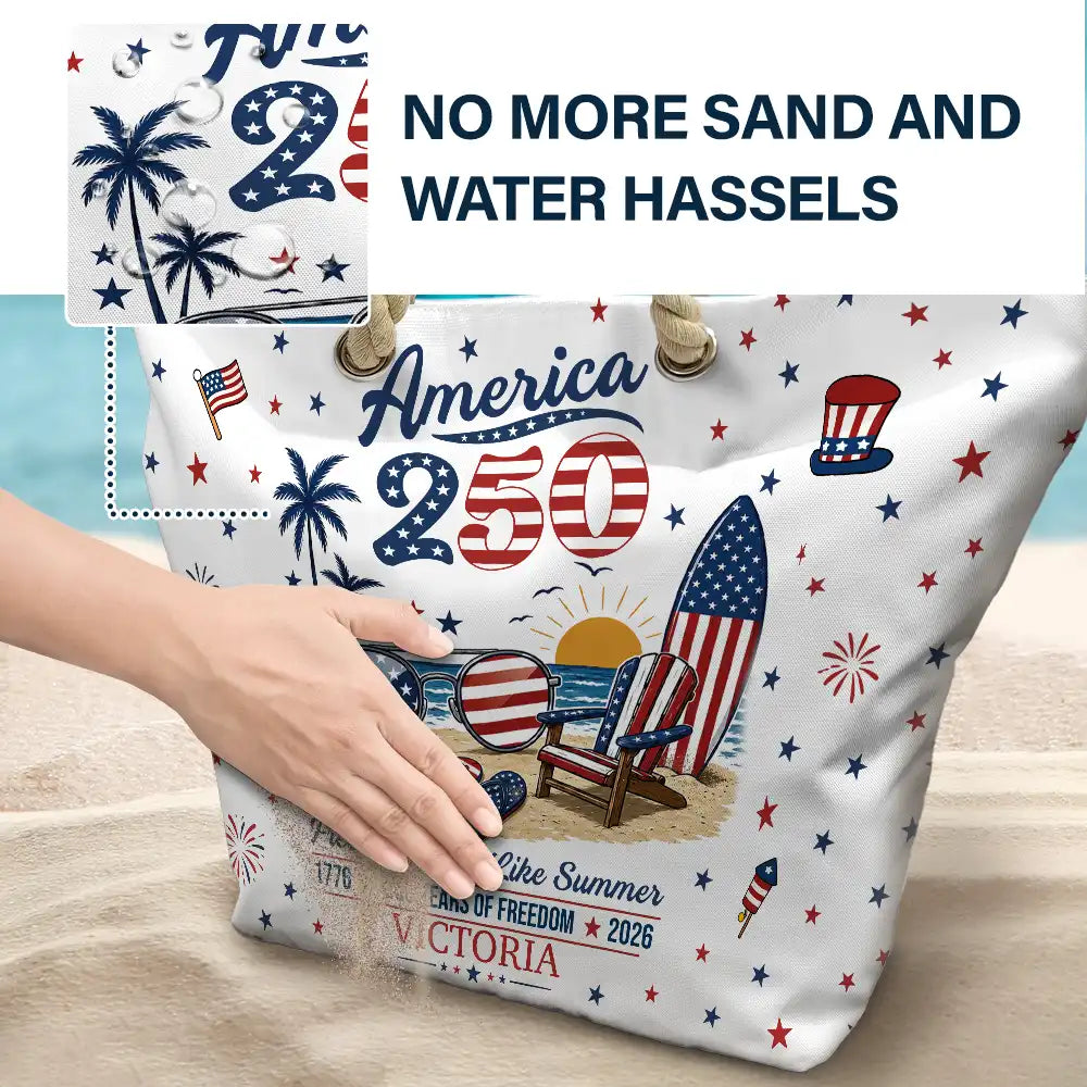 Customizable Canvas Beach Bag with Rope Handles | Patriotic Gift for Summer