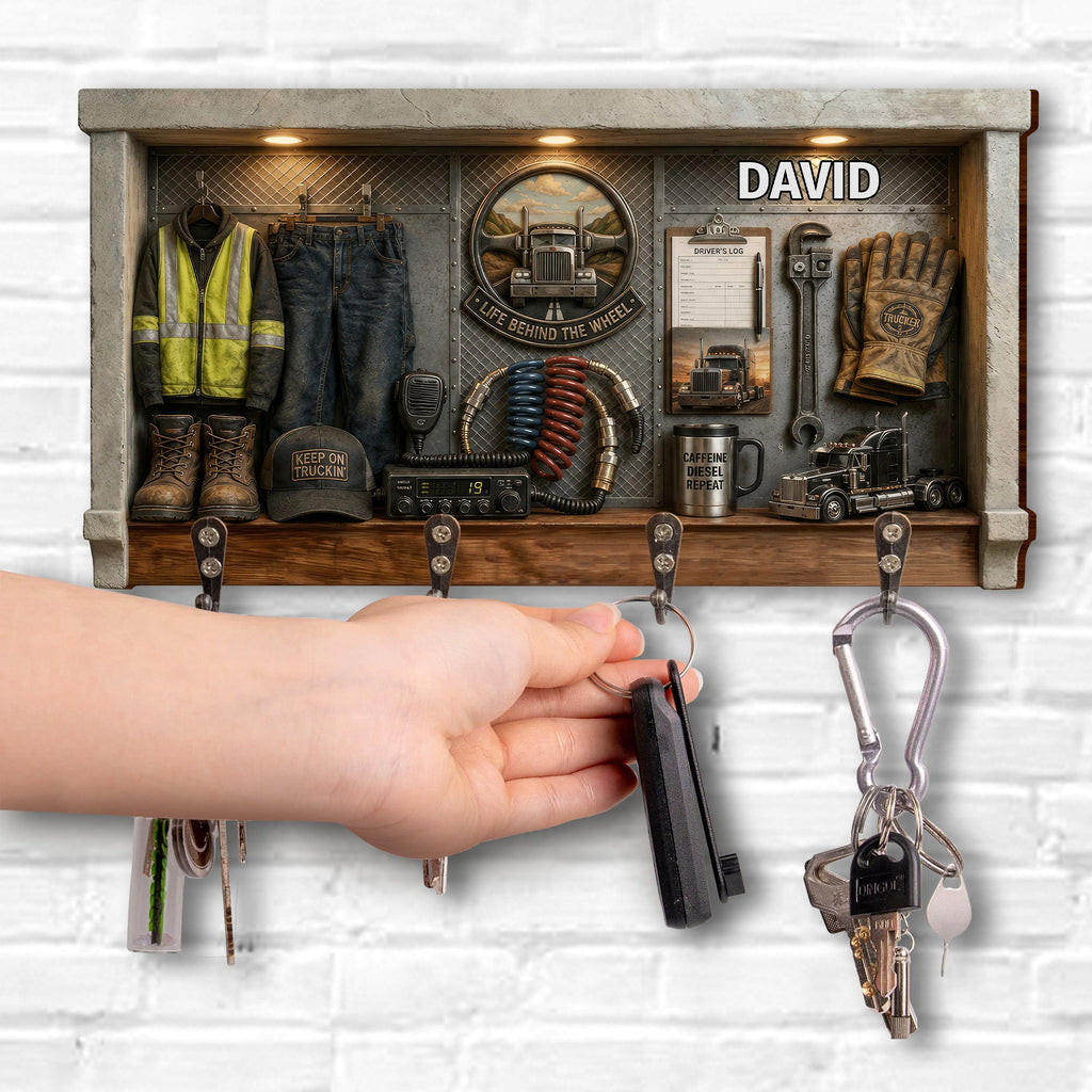 Personalized Key Holder Custom Name Gift for Truck Driver Key Holder GradoCreations
